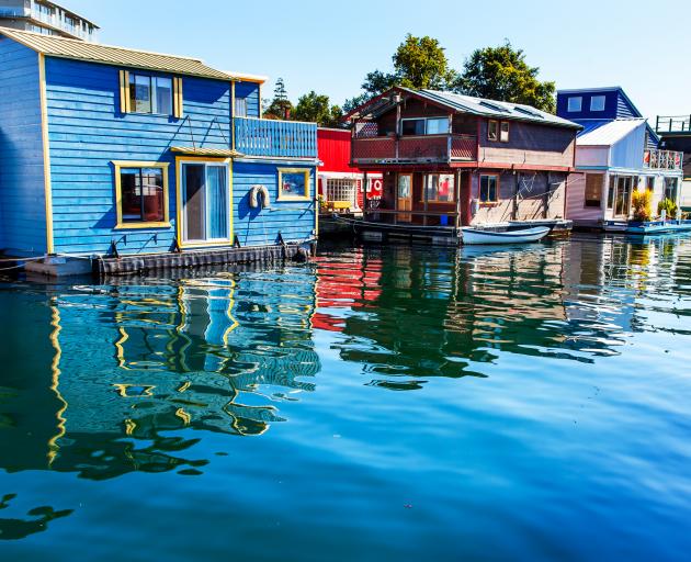 House Boats in fisherman's wharf in Victoria Inner Harbor, British Columbia, Canada.