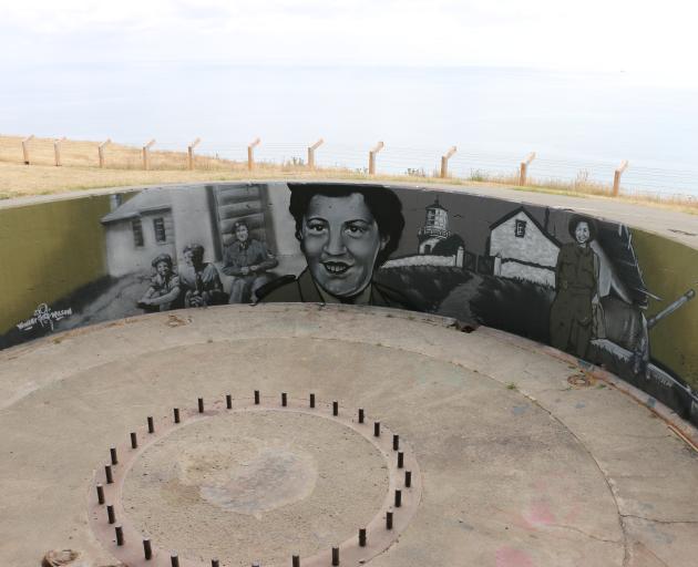 Artist Wongi Wilson painted the mural at the Godley Head coastal defence battery. Photo: Supplied