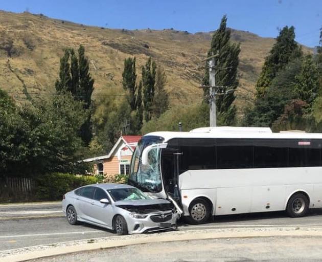 A car and bus crash near Kingston. Photo: Tom Kelly