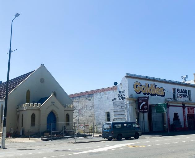 Work begins on demolishing the Oamaru Baptist Church building in Severn St to make way for a new purpose-built premises for Trustpower. Photos: Rebecca Ryan