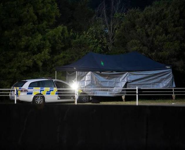 The scene of the shooting incident under police guard on Friday morning. Photo: NZ Herald