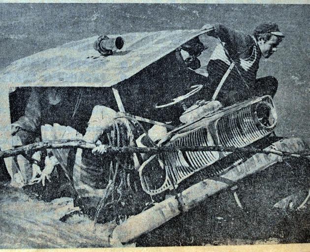 The English tourists take part in a raft race on the Clutha River in 1968. Photos: Supplied