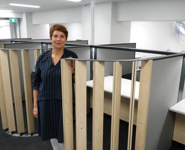 Ministry of Social Development service centre manager Robyn Dawson checks out the cubicle spaces...