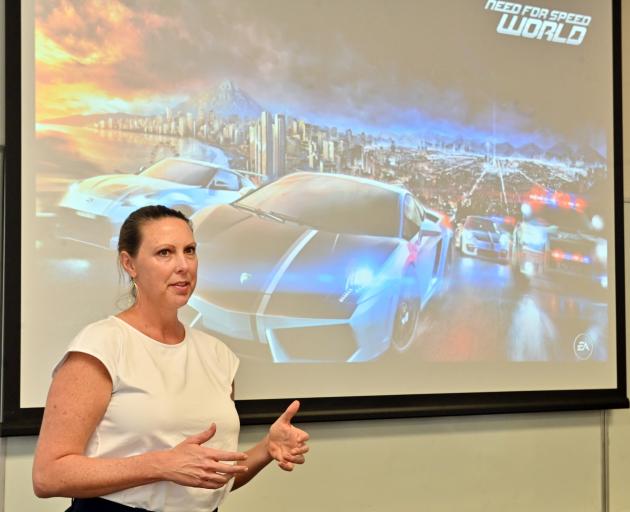 International game developer Tabitha Hayes speaks to about 30 summer school students at the University of Otago yesterday. Photo: Linda Robertson