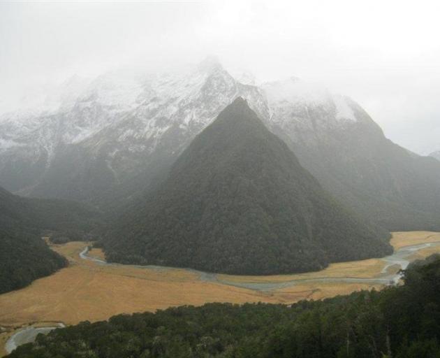 The view of the Routeburn Valley from Falls Hut.