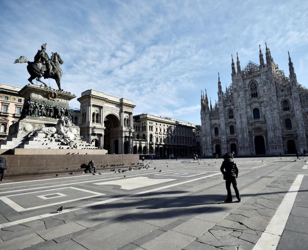 The normally busy Duomo square in Milan on Sunday. Photo: Reuters