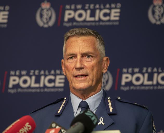 Police Commissioner Mike Bush addresses media on the day of the Christchurch terror attack. PHOTO...