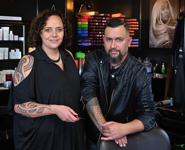 Making the difficult decision to close their salon for the next two weeks are Aurum Hairstylists and Barbers co-owners Ria and Sonna Reihana, of Dunedin. Photo: Linda Robertson