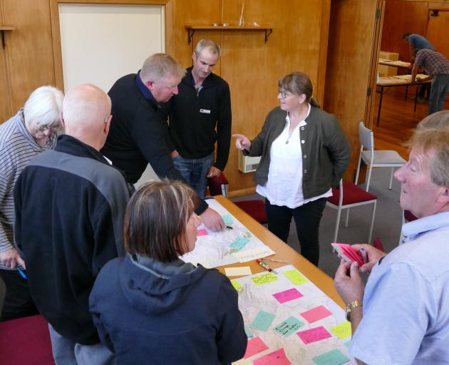Otago Regional Council Regional Policy Statement workshop attendees discuss issues with Cr Kate...