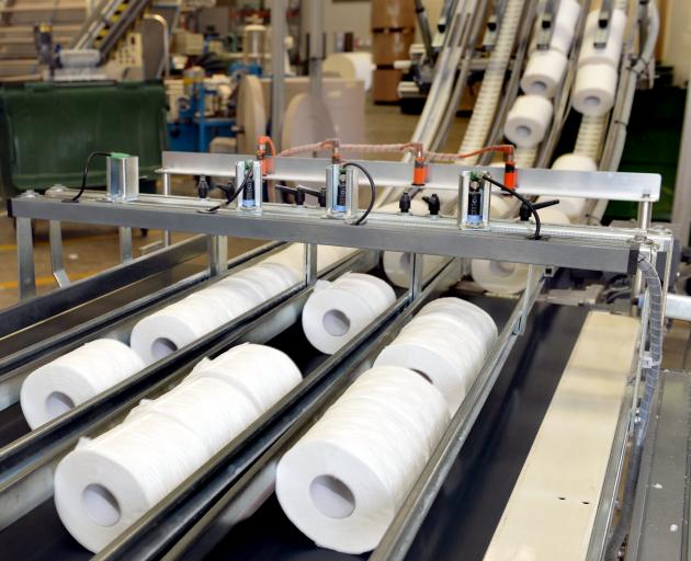 Cottonsoft toilet paper being produced at the company’s Timaru St factory. Photo: Stephen Jaquiery