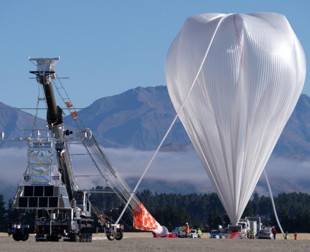 Nasa’s super pressure balloon is inflated at Wanaka Airport in April this year. Photo: Nasa/Bill...