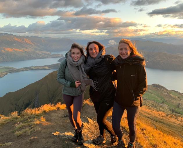 Emma Forster (18), Nele Heins (19) and Sarah Fischer (18) are German au pairs in Dunedin waiting...