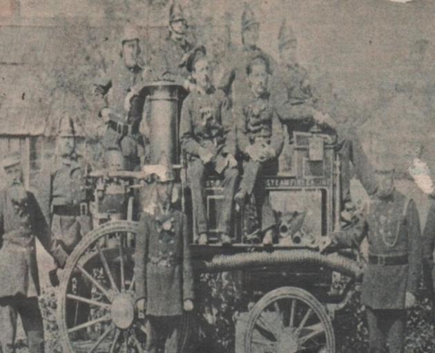 Kaiapoi Volunteer Fire Brigade members with the Shand Mason Steamer in 1874. Photos: Supplied