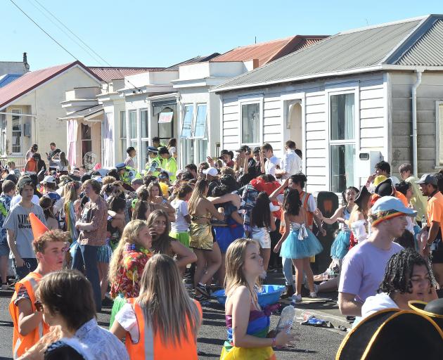 Revellers enjoy the Hyde St party. PHOTO: GREGOR RICHARDSON