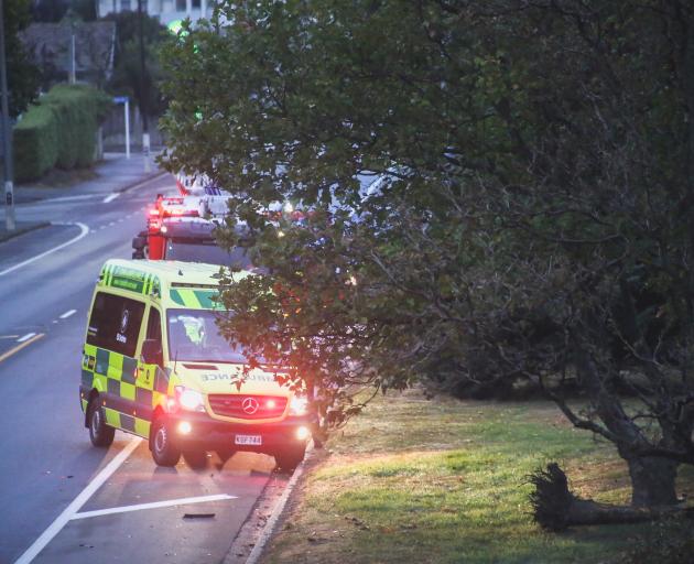 An ambulance at the scene. Photo: Rebecca Ryan