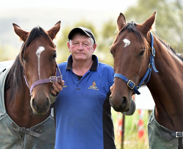 Graeme Anderson with the two young starts of his stable American Lightning (left) and Spirit of...