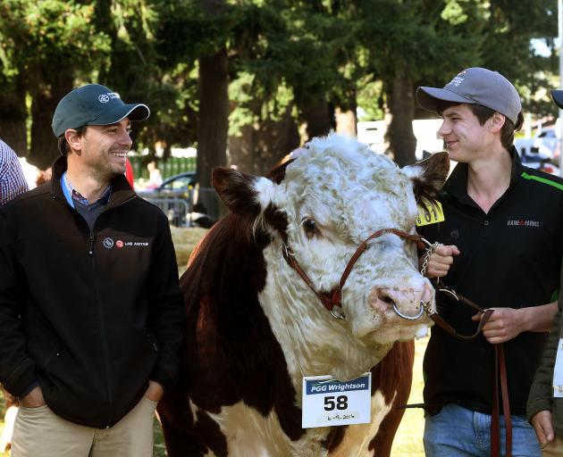 World Hereford Conference visitors Fernando (with a Rural Livestock cap on) and Guzman Alfonso,...