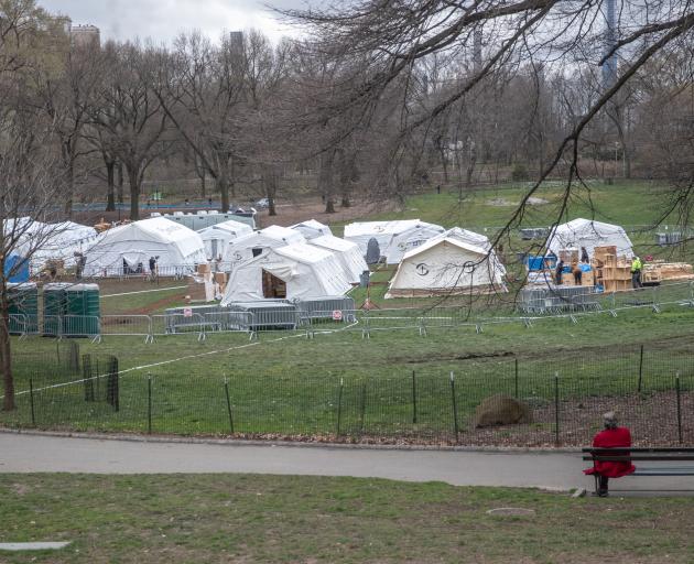 An emergency field hospital has sprung up in New York's Central Park. Photo: Reuters 
