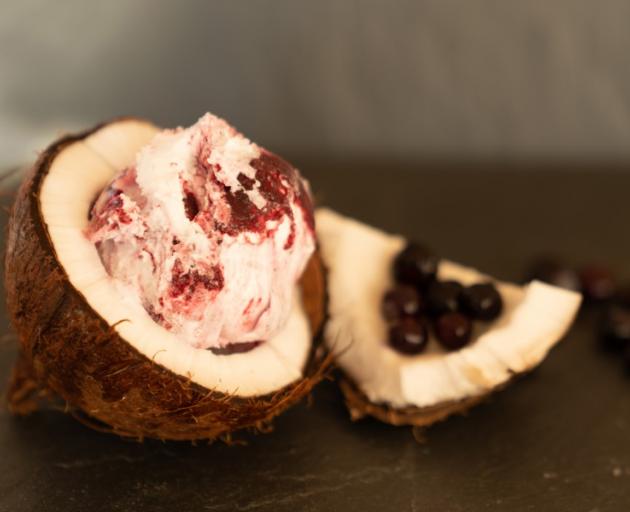 PURE NZ's blackcurrant and coconut gelato. PHOTO: SUPPLIED