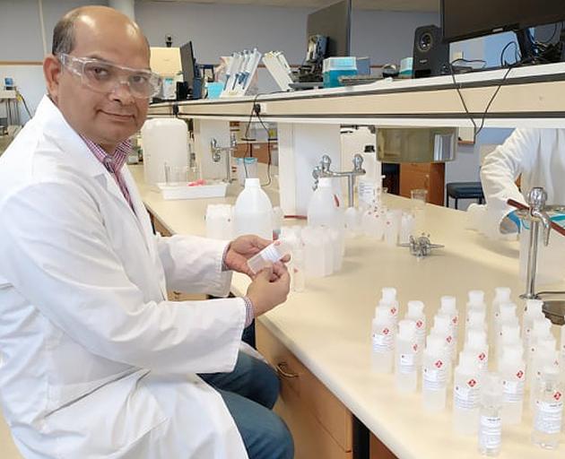 University of Otago pharmaceutical sciences senior lecturer Dr Shyamal Das and six of his pharmacy students have created about 100 litres of hand sanitiser to be distributed to the essential services which will remain open on campus, including Campus Watc