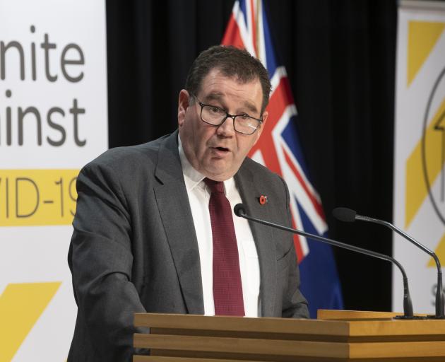 Finance Minister Grant Robertson at today's Covid-19 news briefing. Photo: Getty Images 