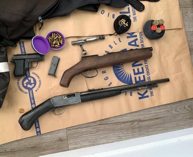 Police recovered weapons and drugs in two linked raids in Queenstown and Christchurch. PHOTO:...