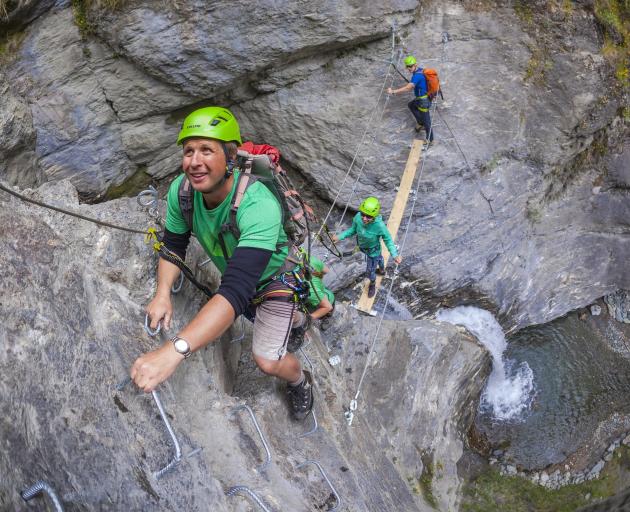 Koha climb ... Wildwire Wanaka owner Mark Morrison begins his climb back to the tourism good...