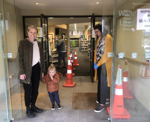 Jane Trustcott and Caio Catsburg (2), of Wanaka, were two of the first to arrive at the Wanaka...