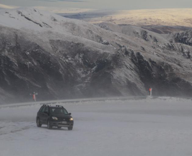 Central Otago reporter Adam Burns practises proper winter driving techniques at Cardrona. PHOTO:...