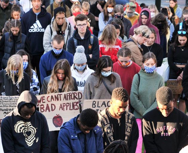 Hundreds of people gathered in Dunedin’s Octagon yesterday to support the ‘‘Black lives matter’’...