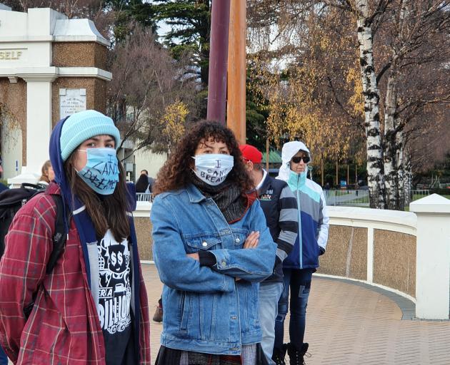 Demonstrators at a Black Lives Matter protest in Queenstown. Photo: Matthew McKew