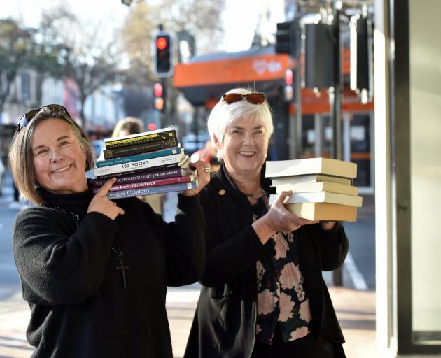 Regent Theatre 24-hour Book Sale co-ordinator Alison Cunningham (left) and Dunedin Central Rotary...