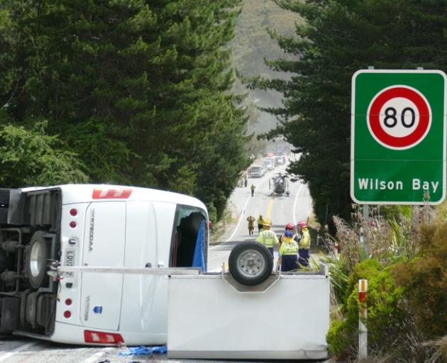 Carnage ... Emergency services at the scene of the serious crash on Queenstown-Glenorchy Rd last...