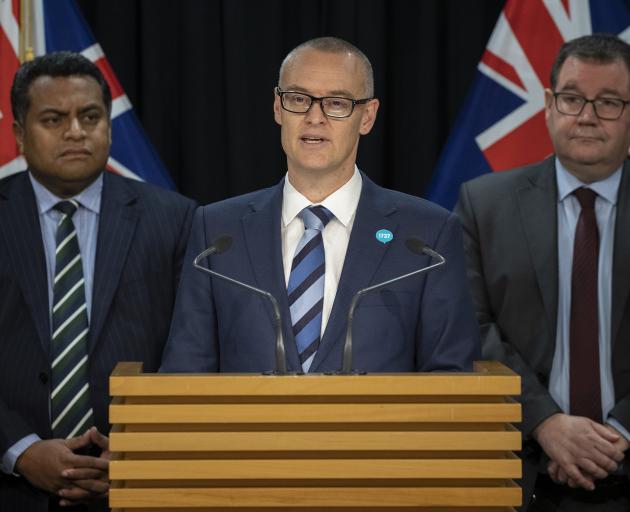 Dunedin North MP David Clark, flanked by Cabinet colleagues Kris Faafoi (left) and Grant...