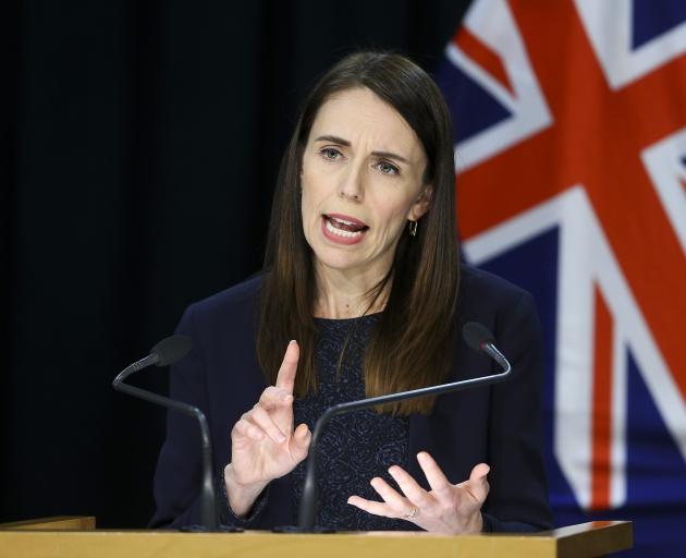 Prime Minister Jacinda Ardern speaks during a post cabinet press conference at Parliament . Photo...