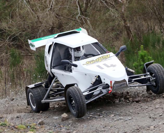 Matt Penrose, of Christchurch, bounces his new high tech Cross Car to claim third by just 1.79...