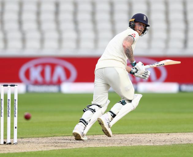 Ben Stokes watches a shot during the first day of England's second test against the West Indies...