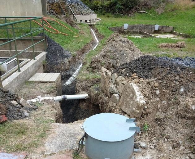 Exposed wastewater plant pipework in Waipori Falls, previously certified as compliant. PHOTO:...