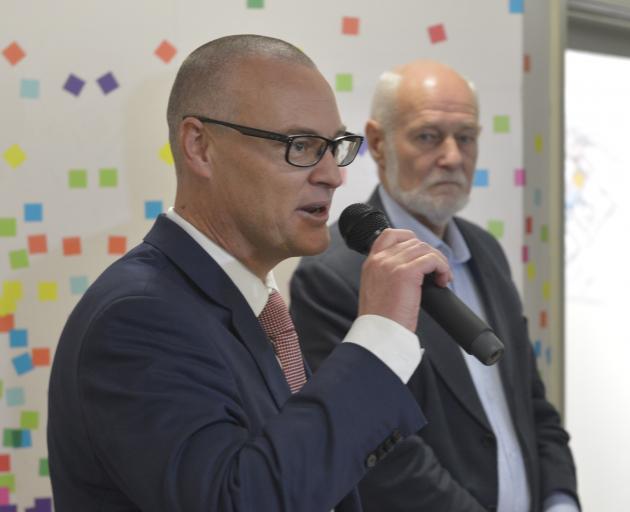 Minister of Health David Clark and Dunedin Hospital rebuild convener Pete Hodgson announce the...