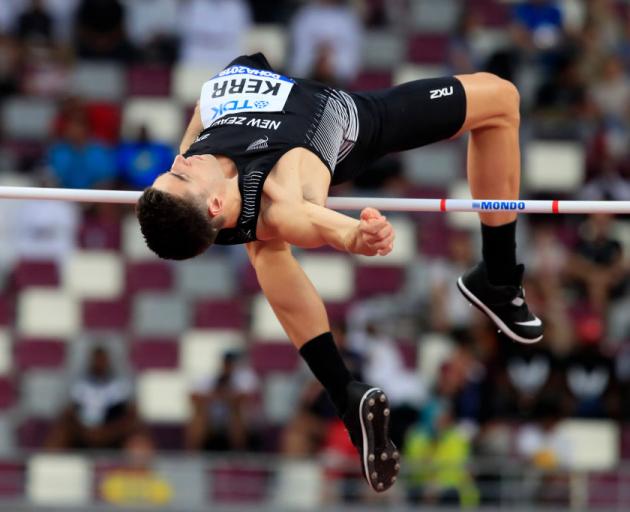 Hamish Kerr competes in the Men's High Jump qualification during day five of 17th IAAF World...