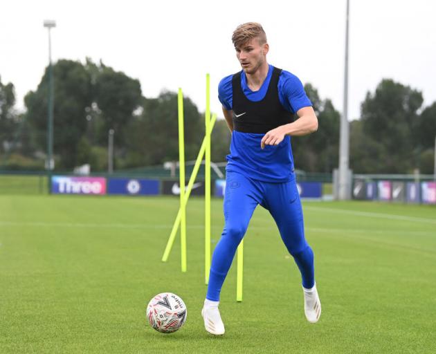 Timo Werner at Chelsea training. Photo: Getty Images