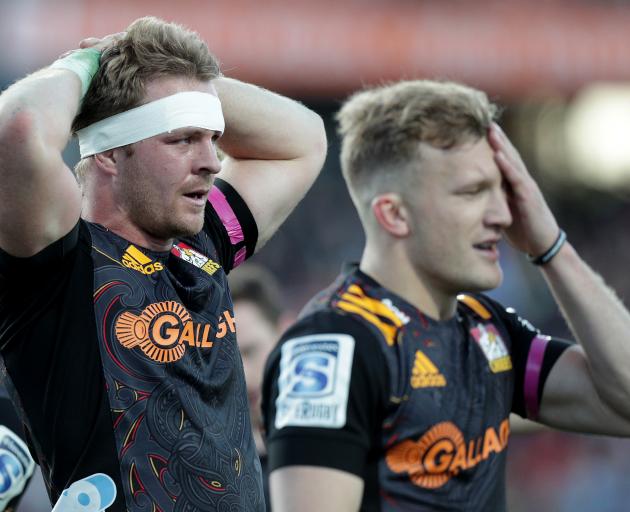 Chiefs captain Sam Cane (left) and first five-eighth Damian McKenzie lament their side’s unlikely...