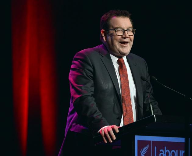 An ebullient Grant Robertson addresses the Labour Party Conference in the Dunedin Town Hall on...