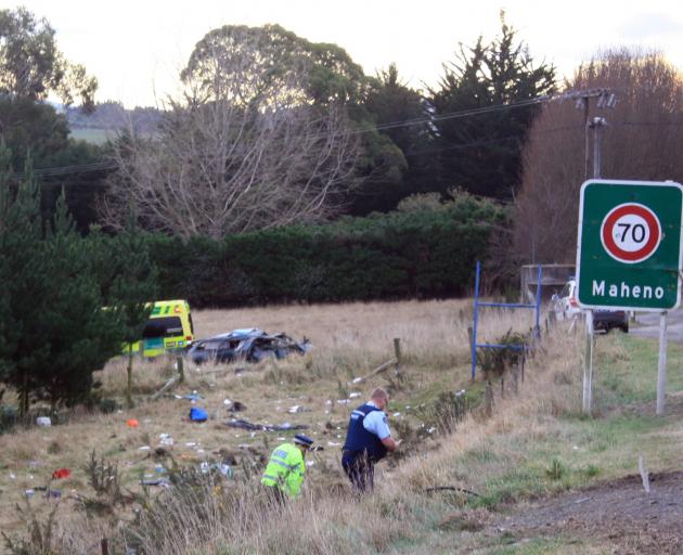 A people mover was badly damaged in a crash at Maheno in which the driver was killed. PHOTO: GUS...