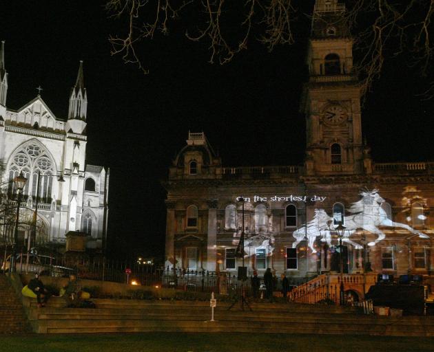 Scenes from previous Midwinter Carnivals were projected on to Dunedin’s Municipal Chambers during...