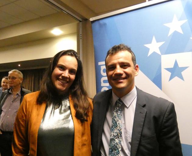 National's new candidate for Southland Joseph Mooney with wife Silvia after tonight's vote. Photo...