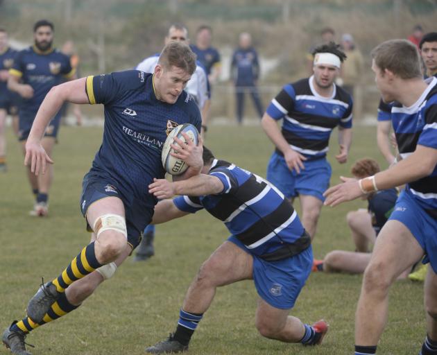 Action from today's game between Dunedin and Kaikorai at Kettle Park. Photo: Gerard O'Brien