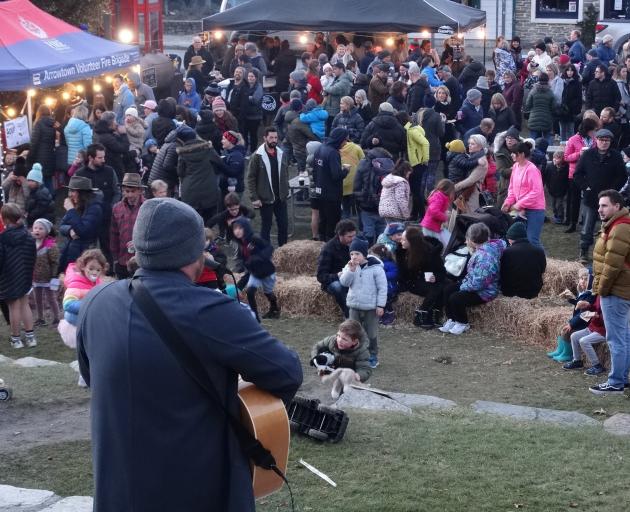Arrowtown musician Thomas Brinsley entertains the crowd at Arrowtown Preschool’s Matariki Night...