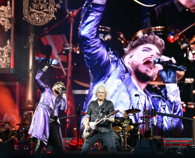 Queen and Adam Lambert perform at Forsyth Barr Stadium in February this year. PHOTO PETER MCINTOSH