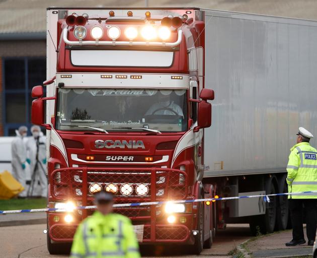 The bodies of 39 people were discovered in this truck in October last year. Photo: Reuters 